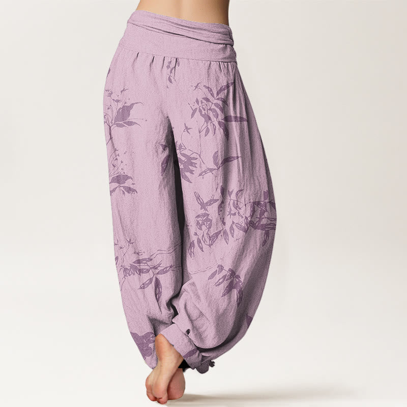 Branch Pattern Women's Elastic Waist Harem Pants
