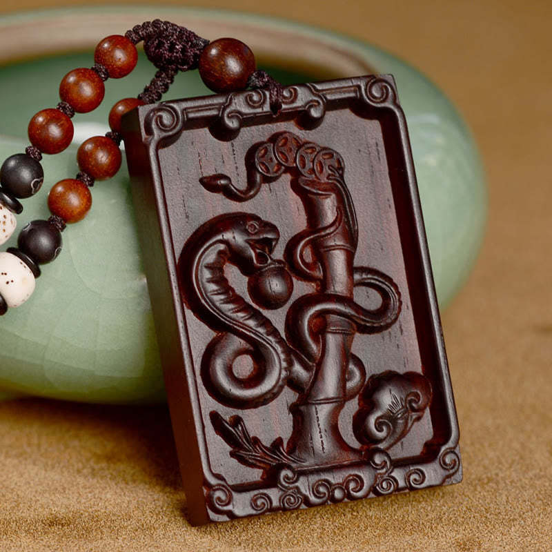 Chinese Zodiac Small Leaf Red Sandalwood Calm Necklace Pendant