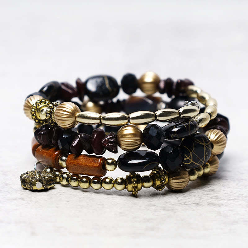 Multilayer Irregular Turquoise Agate Beads Blessing Bracelet