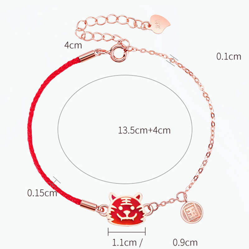 925 Sterling Silver Color-changing Chinese Zodiac Luck Protection Red String Chain Bracelet