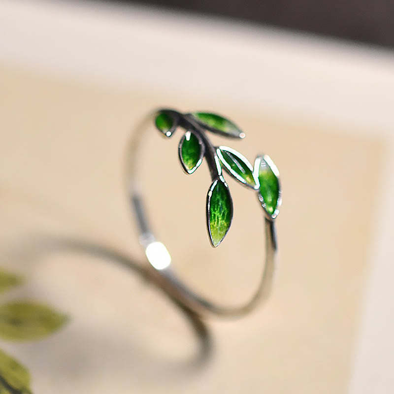 mystic zen Stone Leaves Copper Wealth Adjustable Ring