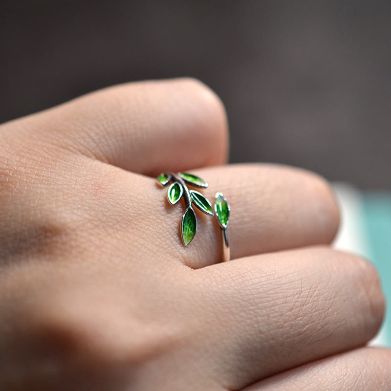 mystic zen Stone Leaves Copper Wealth Adjustable Ring