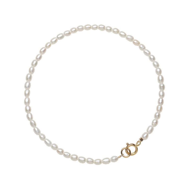 2mm Natural Pearl Ultra-thin Beads 14k Gold Plated Copper Wisdom Bracelet