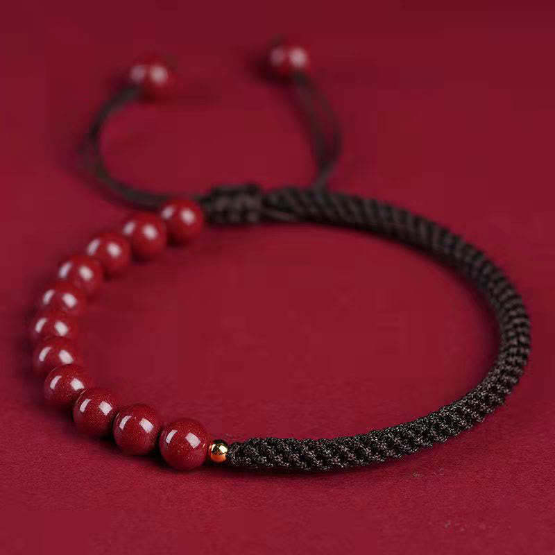 Natural Cinnabar King Kong Knot Blessing String Bracelet