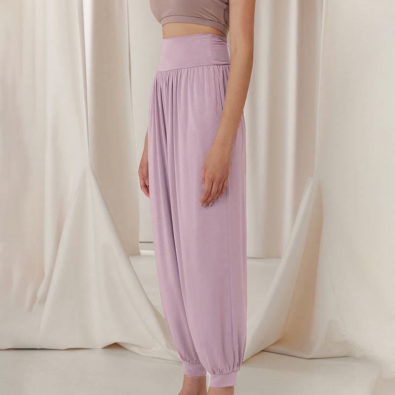 Casual Plain High Waist Tummy Control Women's Leica Harem Pants With Pockets