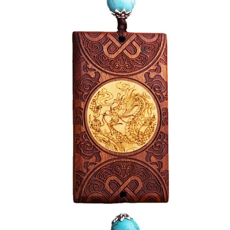 Tibetan Rosewood Boxwood Dragon Cure Courage Car Decoration