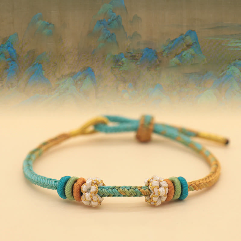 Handmade Eight Thread Peace Knot Peach Blossom Knot Luck Rope Braided Bracelet