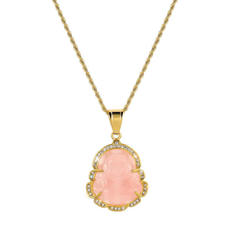 18K Gold Filled Laughing mystic zen Jade Luck Necklace Chain Pendant