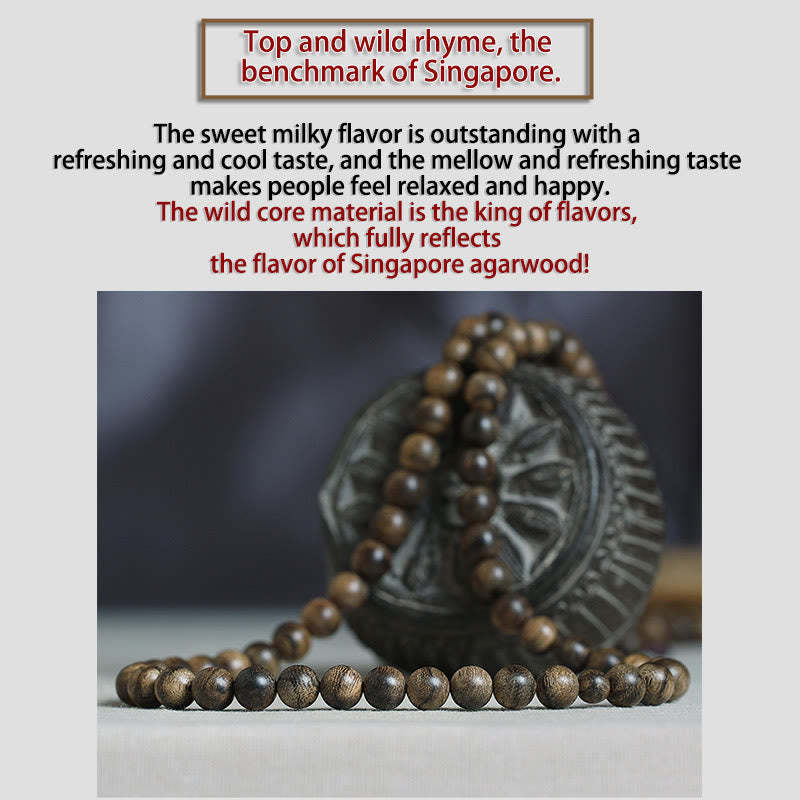 108 Mala Beads Natural Tarakan Agarwood Ward Off Evil Spirits Bracelet