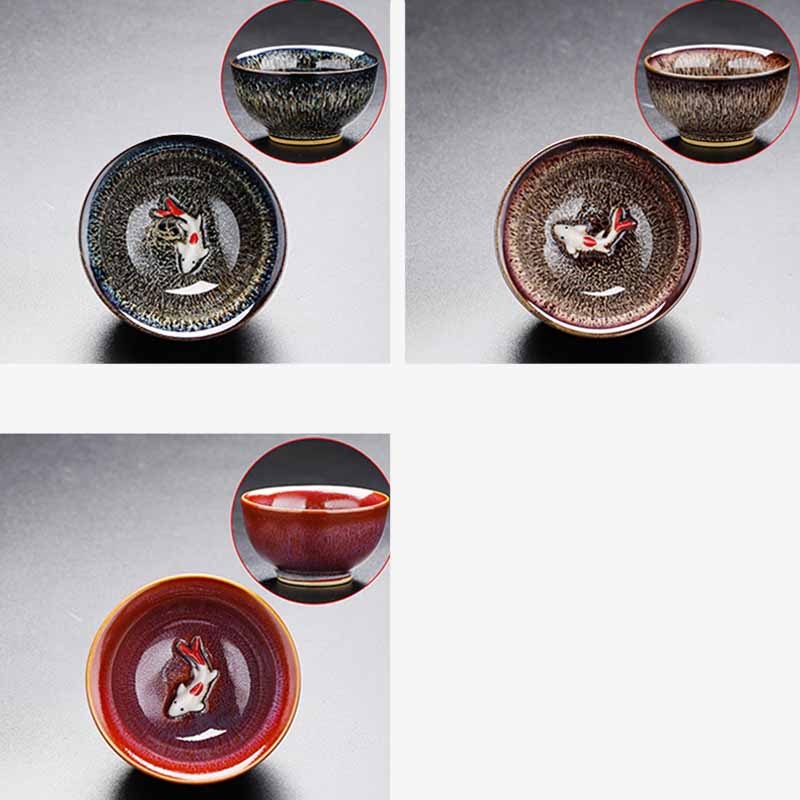 Small Koi Fish Kiln Change Chinese Jianzhan Ceramic Teacup Kung Fu Tea Cup 60ml