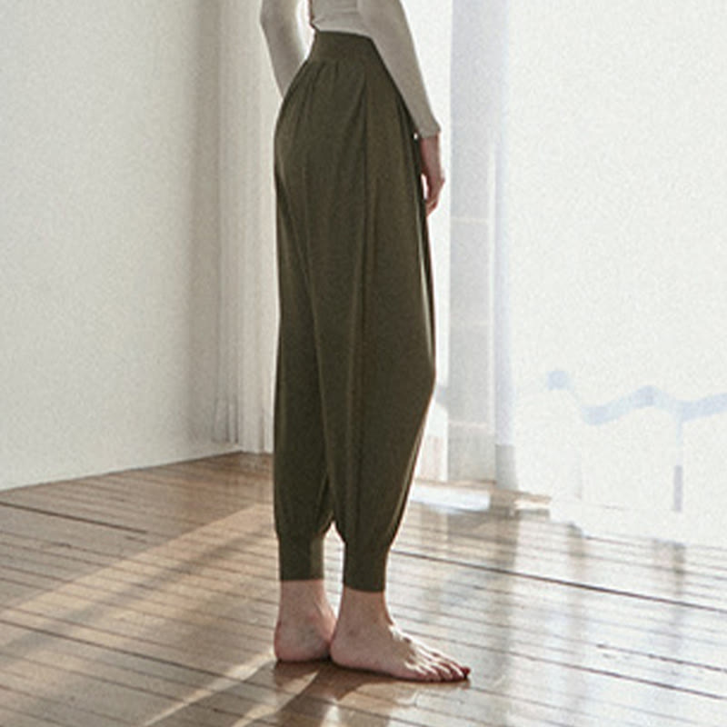 Casual Plain High Waist Quick Drying Women's Leica Pants With Pockets