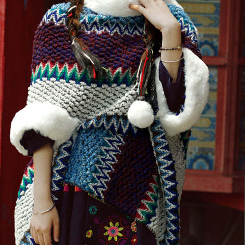 Tibetan Multicolored Striped Shawl Winter Cozy Travel Scarf Wrap