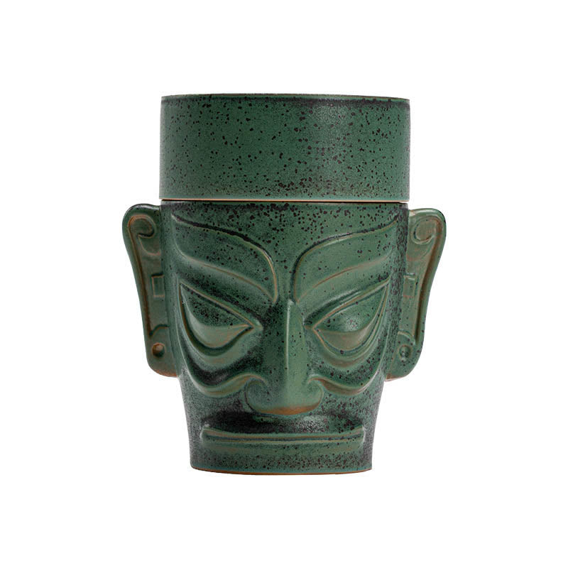 Bronze Age Relics Sanxingdui Mask Three Star Mound Ceramic Healing Incense Burner
