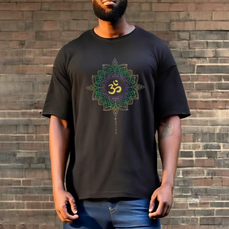 OM Yellow Green Gradient Lotus Cotton Tee T-shirt