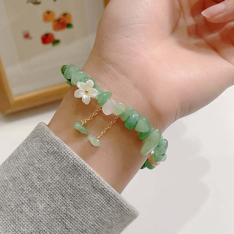 Natural Strawberry Quartz Green Strawberry Quartz Super Seven Crystal Flower Healing Bracelet