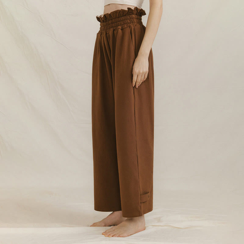 Casual Buckle Loose Women's Spandex Pants With Pockets