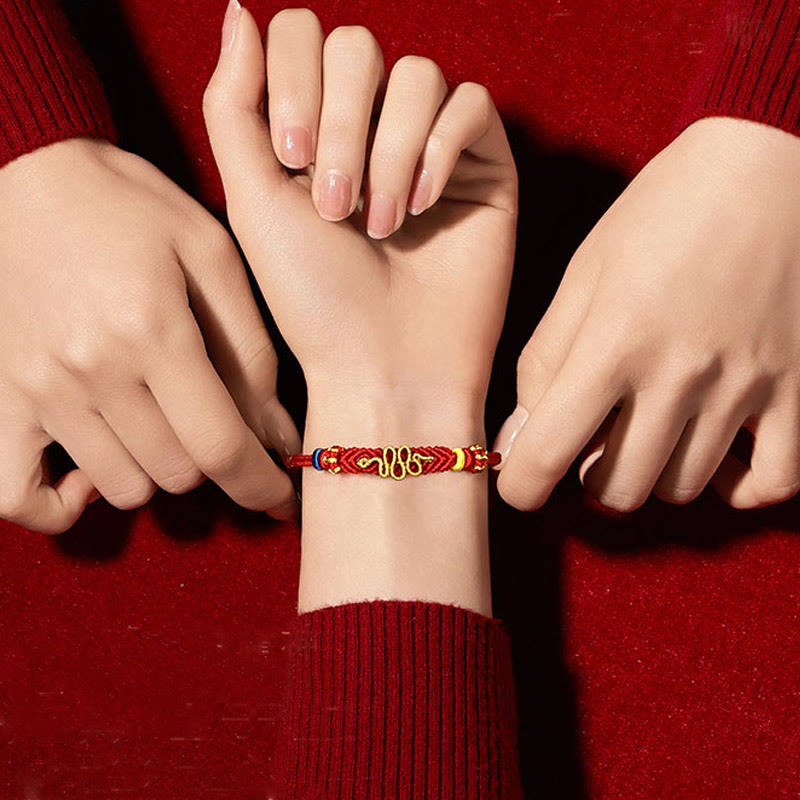 Red String Eight Thread Peace Knot Year Of The Snake Protection Braided Bracelet