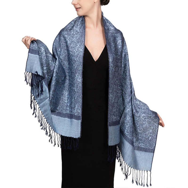 Tibetan Cashew Jacquard Tassels Shawl Spring Fall Winter Warm Cozy Scarf Wrap