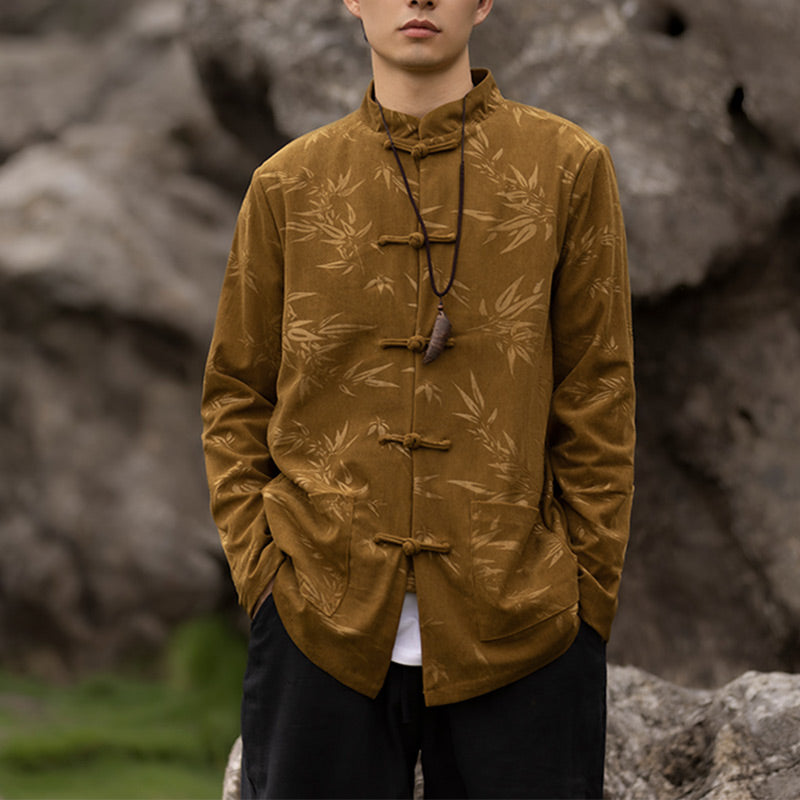 Bamboo Leaves Clothing Chinese Tang Suit Jacket Coat Men Clothing