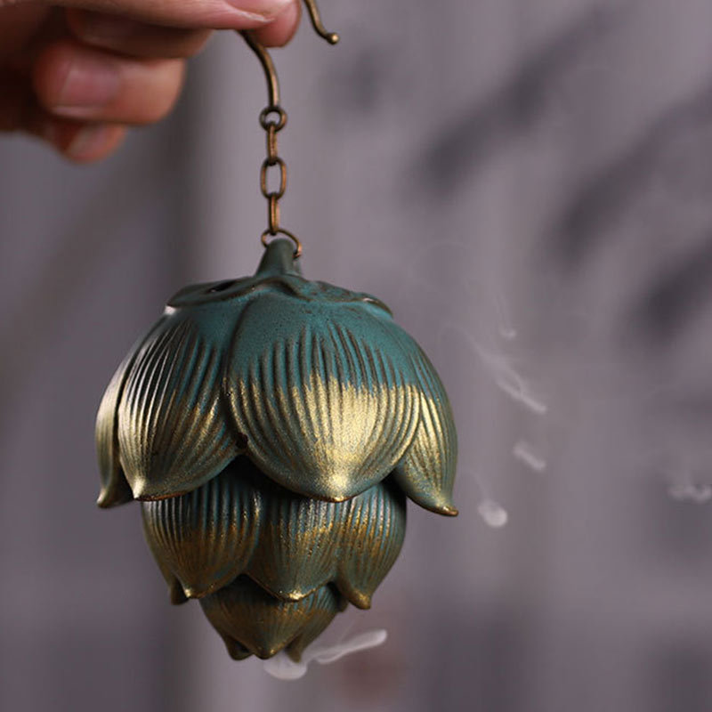 Lotus Meditation Hanging Incense Burner Decoration