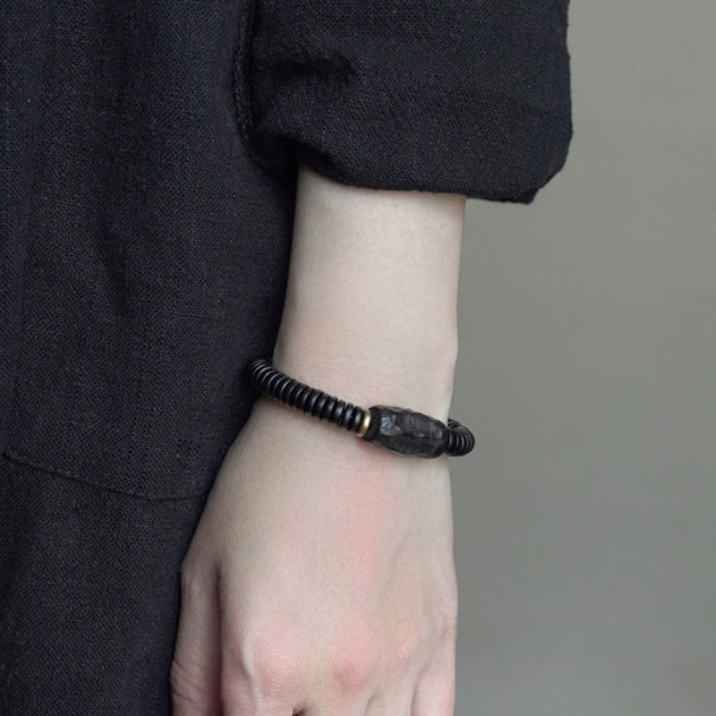 Ebony Wood Copper Brass Holey Balance Bracelet