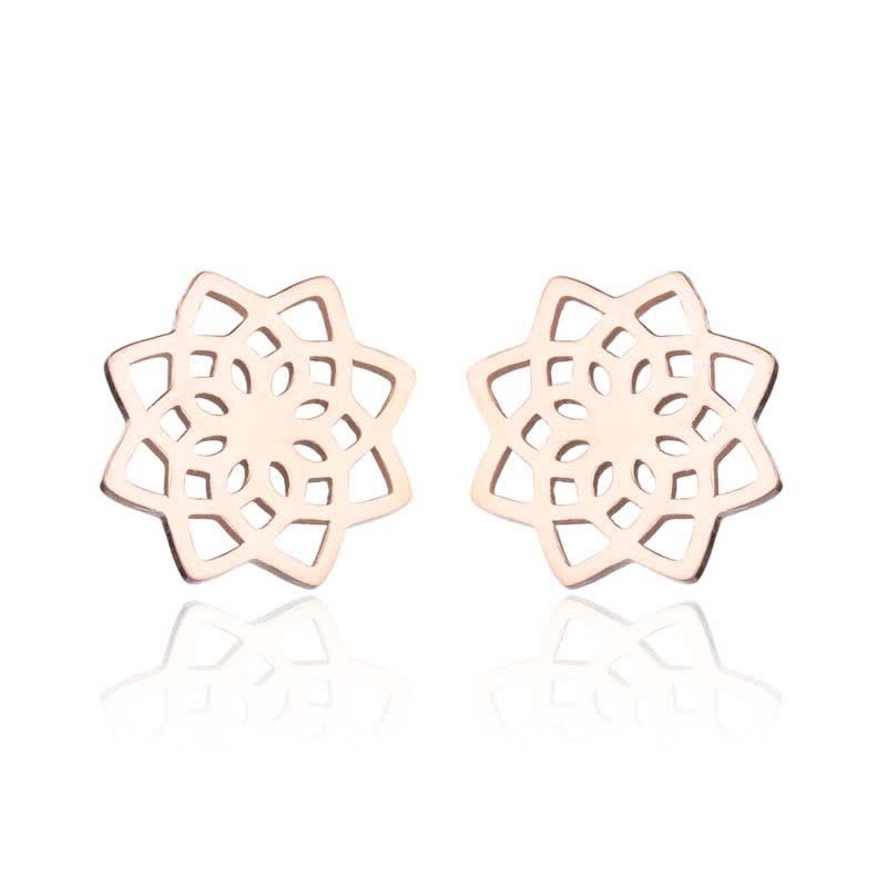 Tibetan Lotus Pattern New Beginning Stud Earrings