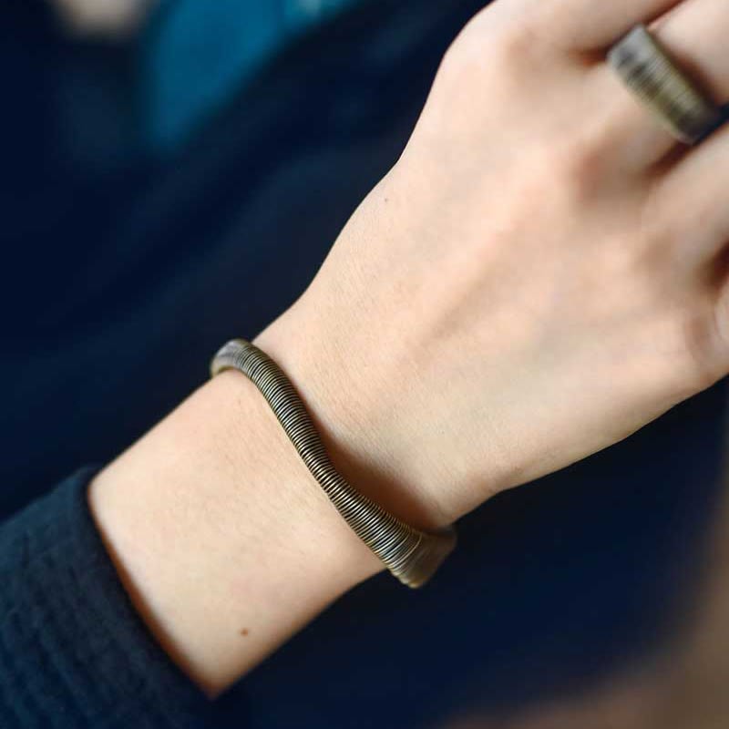 Simple Design Wrapped Copper Luck Wealth Adjustable Cuff Bracelet