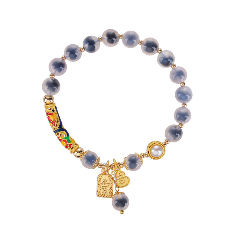 Natural Blue Candy Agate Amulet Strength Bracelet