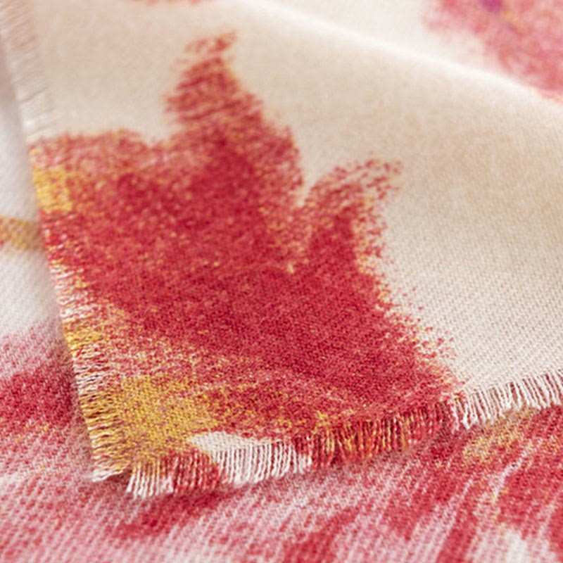 Tibetan Red Flower Print Shawl Fall Winter Soft Warm Scarf Wrap