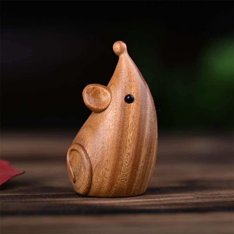 Small Cat Mouse Green Sandalwood African Red Rosewood Peace Home Decoration