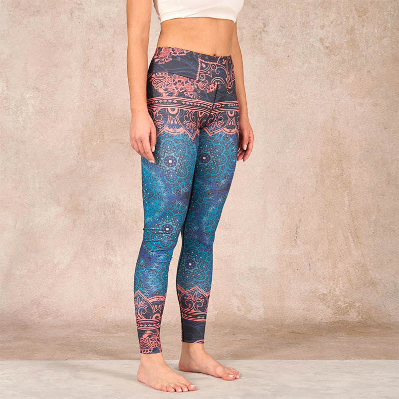 Green Mandala Flower Print Gym Fitness Leggings Women's Yoga Pants