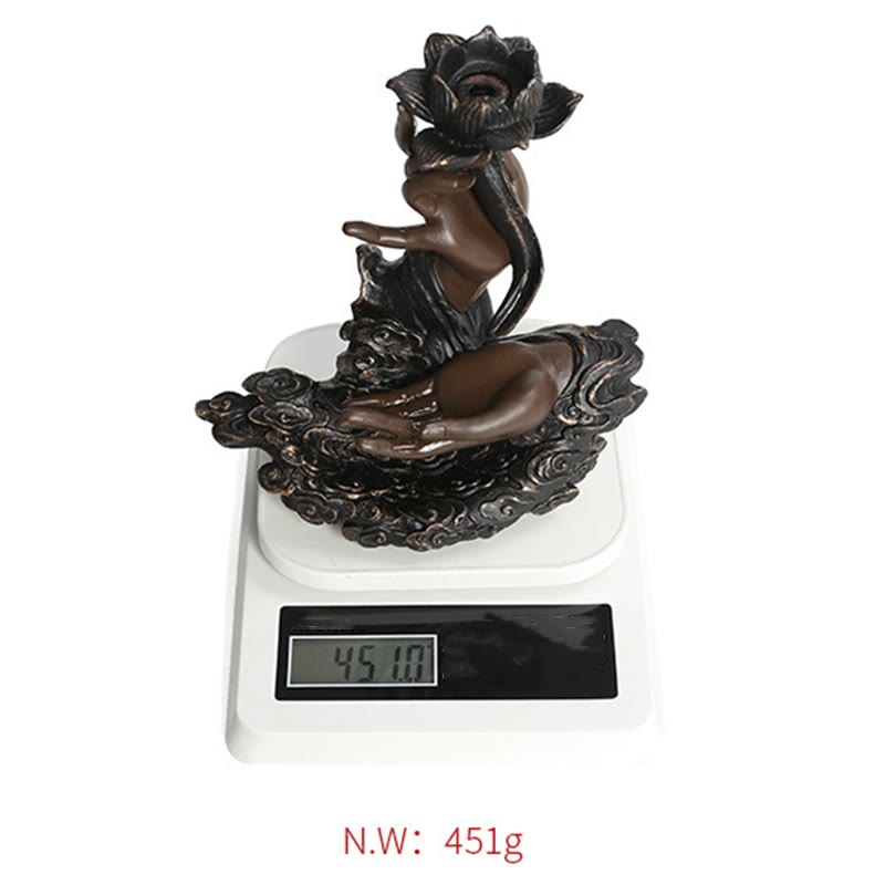 Lotus mystic zen Hand Auspicious Clouds Pattern Meditation Resin Backflow Incense Burner
