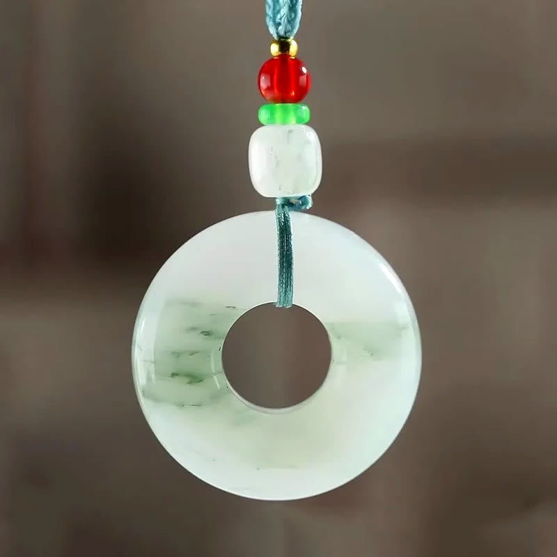 Natural Jade Peace Buckle Prosperity Necklace Pendant