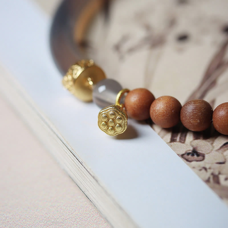 Sandalwood Gray Agate Chalcedony Cuff Half Bracelet Bangle