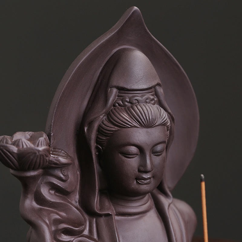 Tibetan Avalokitesvara mystic zen Lotus Healing Backflow Smoke Fountain Incense Burner
