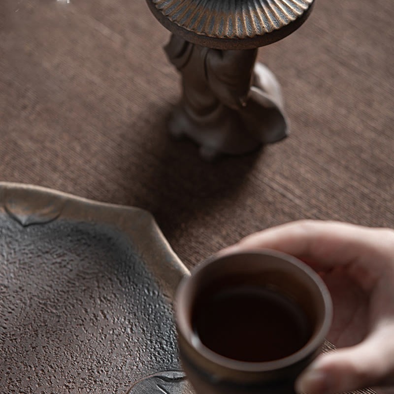 Little Brown Monk Hat Strainer Ceramic Tea Accessories Figurine Zen Home Desk Decoration