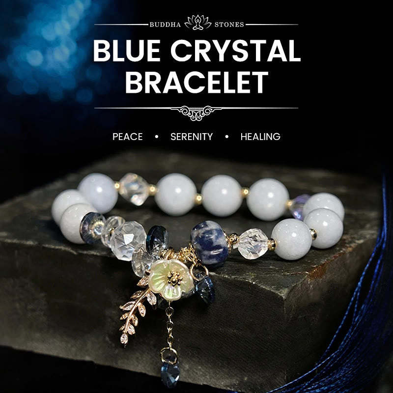 Blue Crystal Amethyst Sun Stone Green Aventurine Healing Bracelet
