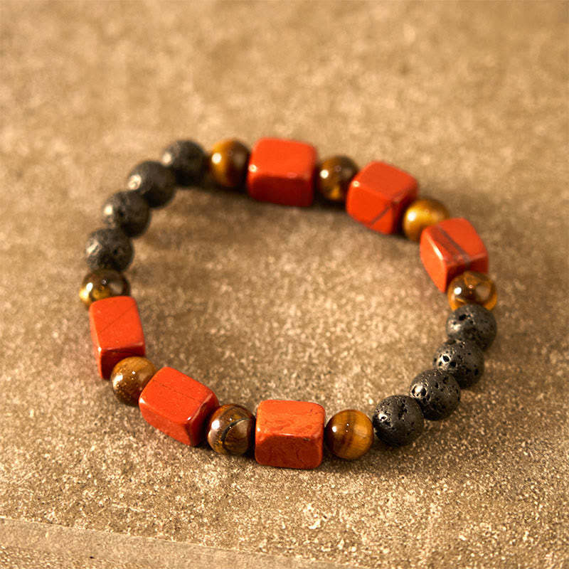 Various Crystals Cube Amethyst Lava Rock Support Bracelet