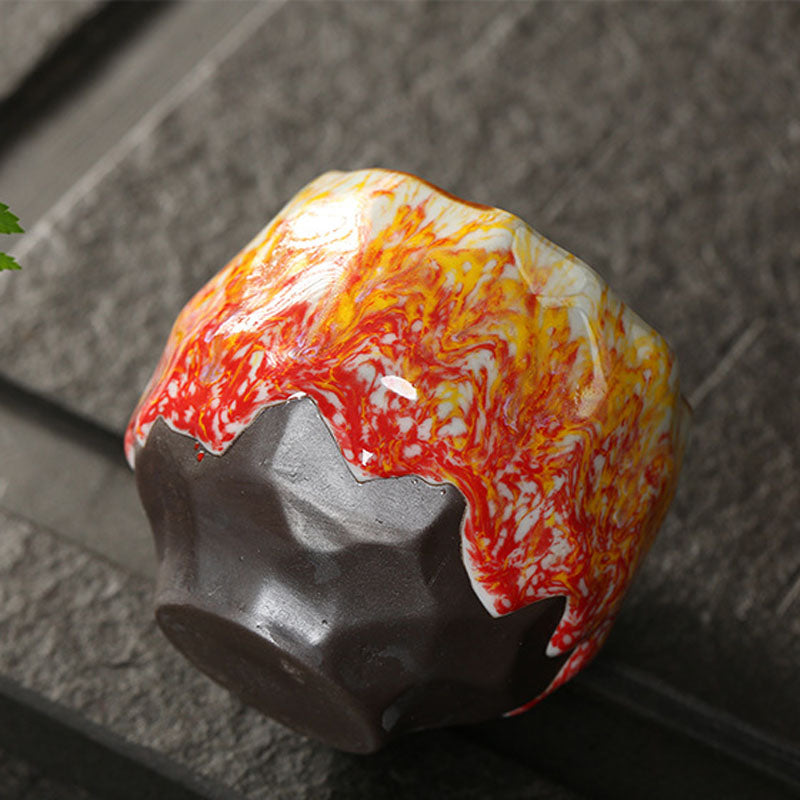 Orange Red Green Yellow Ceramic Teacup Kung Fu Tea Cup