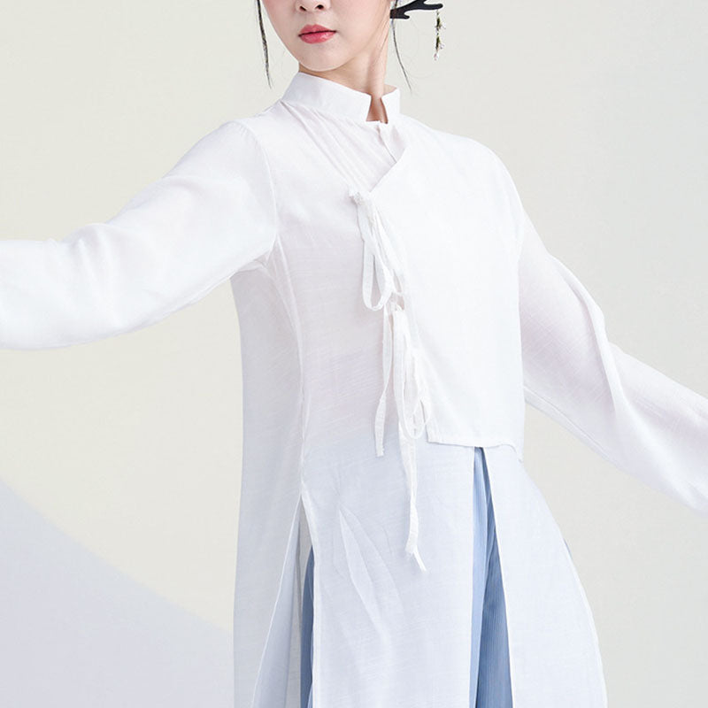 2Pcs Classical Dance Clothing Zen Tai Chi Meditation Clothing Cotton Top Pants Women's Set