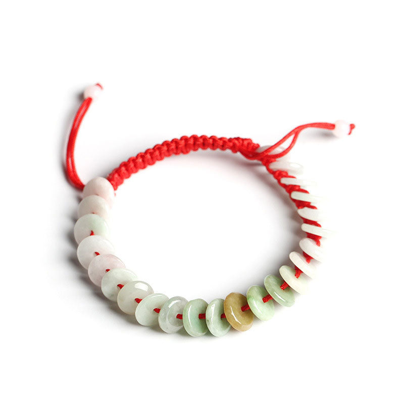 Natural Round Jade Luck Red String Protection Bracelet