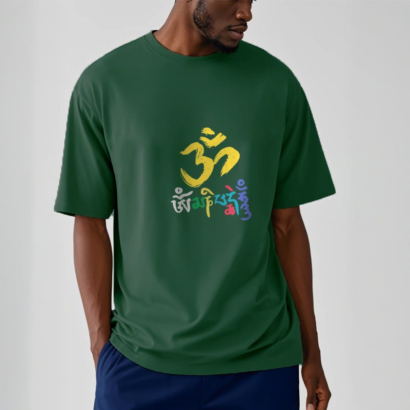 Colorful Om Mani Padme Hum Cotton Tee T-shirt