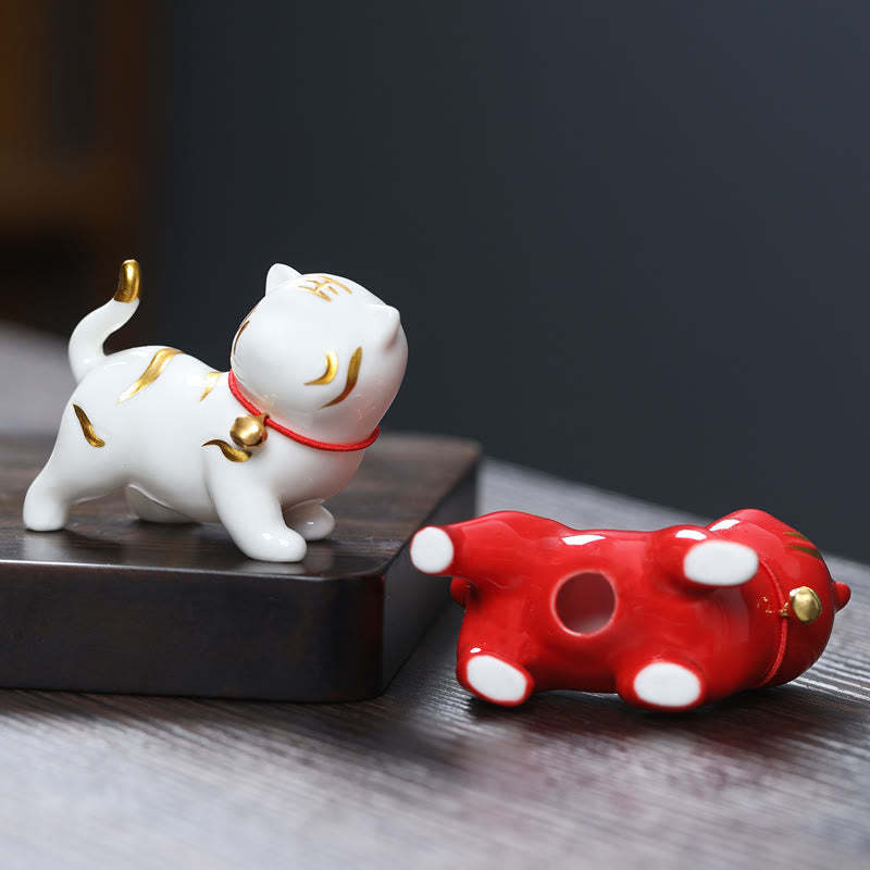 Mini Cute Tiger Tea Pet Ceramic Home Desk Figurine Decoration