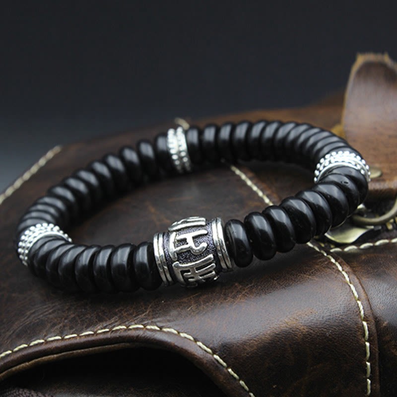 Natural Tibetan Coconut Shell Om Mani Padme Hum Positive Bracelet