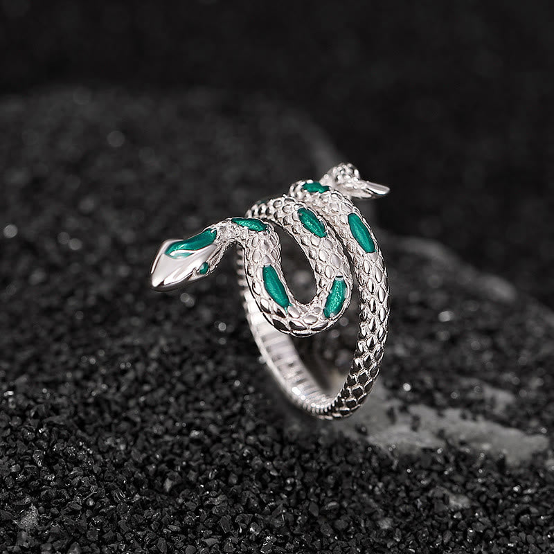925 Sterling Silver Year Of The Snake Adjustable Open Blessing Ring