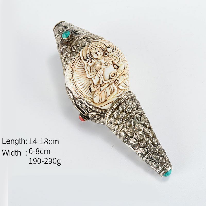 Tibetan Handmade Engraved Shankha mystic zen Conch Shell Wealth Positive Decoration
