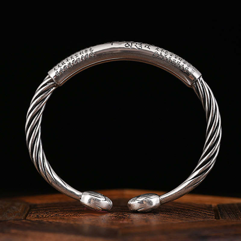 Tibetan Om Mani Padme Hum Heart Sutra Purity Cuff Bracelet