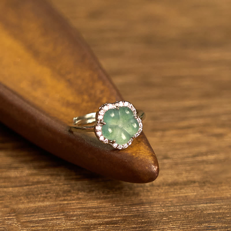 Jade Alloy Flower Ring