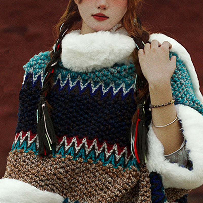 Tibetan Multicolored Striped Shawl Winter Cozy Travel Scarf Wrap