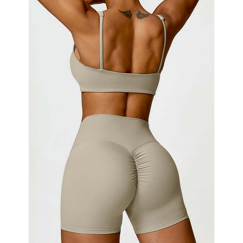 Gym Sports Yoga Backless Bra Crop Tank Top Shorts
